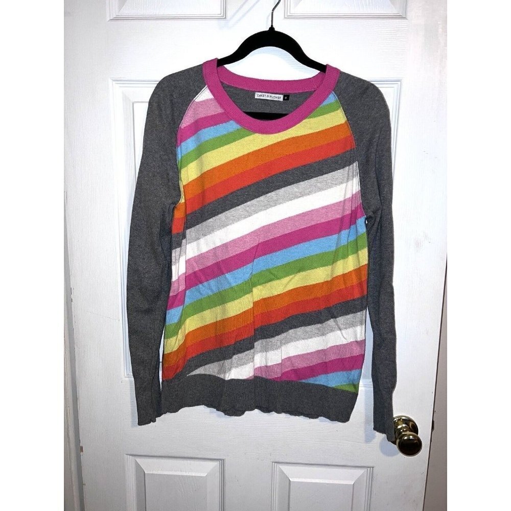 ZAKET & PLOVER Womens Cashmere Blend Multicolor Crewneck Pullover Sweater - Picture 3 of 7
